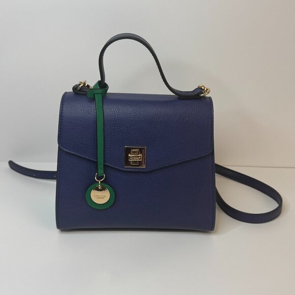Dune London Handbags - Dune London Crossbody Handbag Purse Top Handle Navy Blue/Green W/Charm